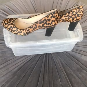 Nine West pony hair leopard 3” heels
